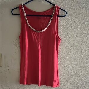Charter Club Pink Tank Top with Beaded Neckline